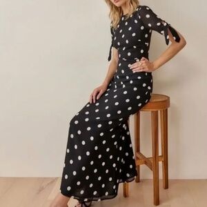 REFORMATION Amsterdam Black and White Polka Dot Dress SIZE 8